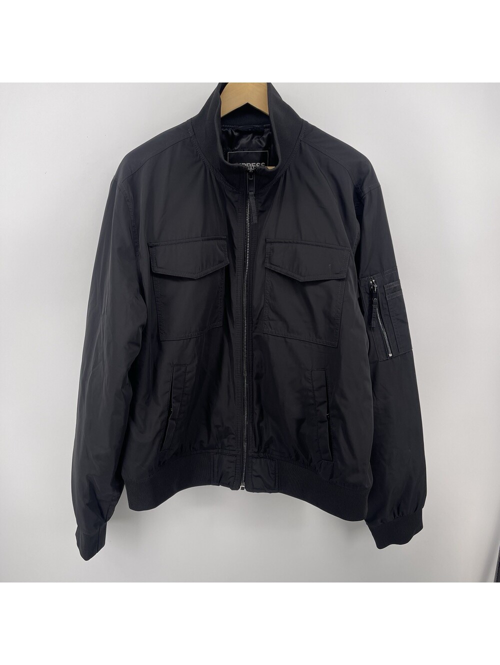 Express Men’s Black Full-Zip Bomber Jacket Size Xl